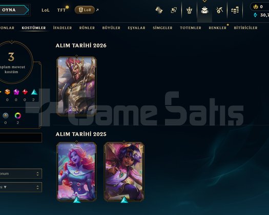 EUW Silver 2 | 3 Kostüm - 30K Mö | LoL Hesap