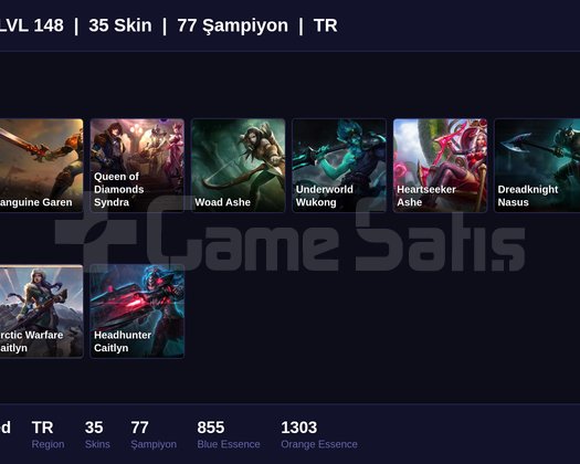 TR / 148 LVL + 35 SKİN + UNRANKED !!