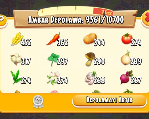 193 level 25.000 agil 10700 ambar 133 milyon altin