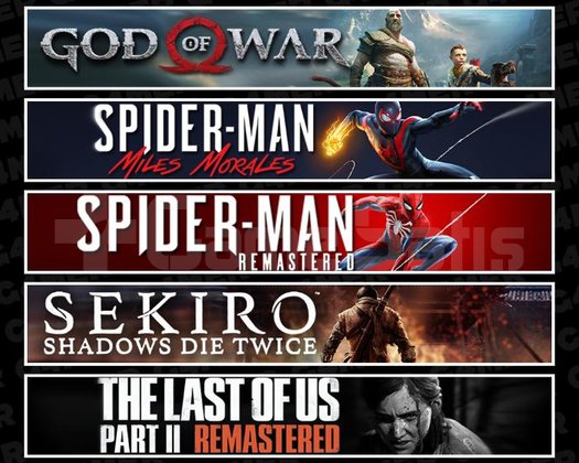 GOW +Miles +Spider 1 +Sekiro +TLOU2