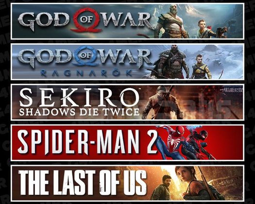 GOW +Ragnarök +Sekiro +Spider 2 +TLOU1