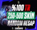 100 TR/EUW LOL 250-500 SKİN RANDOM HESAP