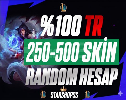 100 TR/EUW LOL 250-500 SKİN RANDOM HESAP