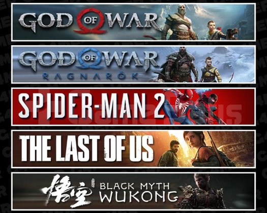 GOW +Ragnarök +Spider 2 +TLOU1 +Wukong