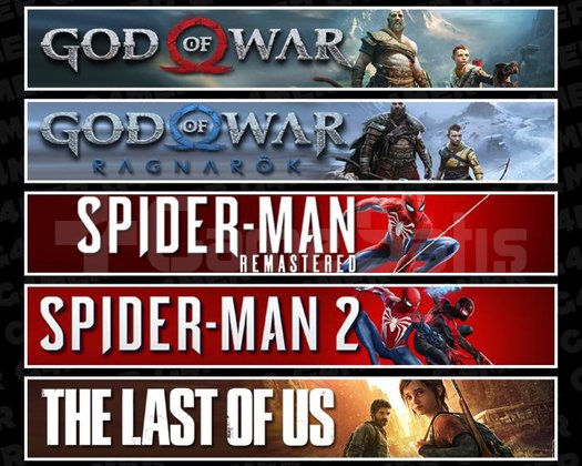 GOW +Ragnarök +Spider 1 +2 +TLOU1