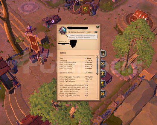 EU 200M SILVER 1.02B FAME 10M GATHER PVP HESAP