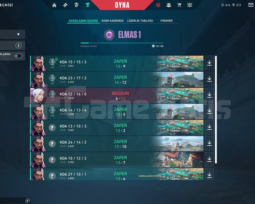 Yüksek MMR Dia 1 Hesap