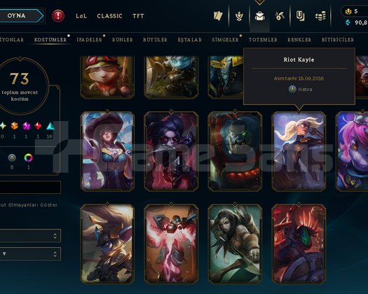 UNRANKED DERECELİ HAZIR FRESH 73 SKİN RİOT KAYLE