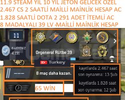 8 MADALYALI 39 LV CS 2 2.467 SAATLİ DOTA 2 1.828 S