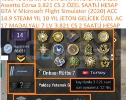 17 MADALYALI 7 LV 3.821 CS 2 SAATLİ GTA V Microsof