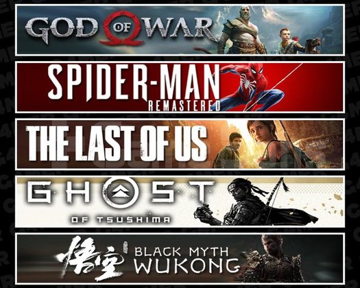 GOW +Spider 1 +TLOU1 +Tsushima +Wukong