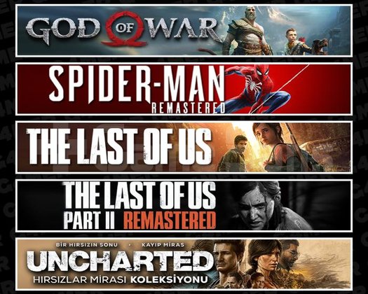 GOW +Spider 1 +TLOU1 +2 +Uncharted