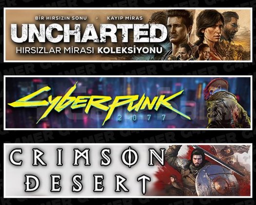 Uncharted +Cyberpunk 2077 +Crimson Desert