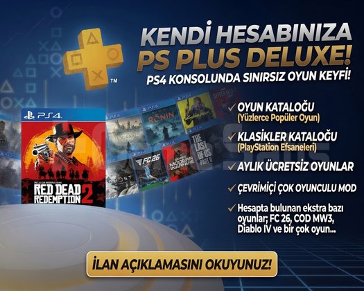 PS PLUS DELUXE / PS4 ANA HESAP + FC 26 - COD MW3