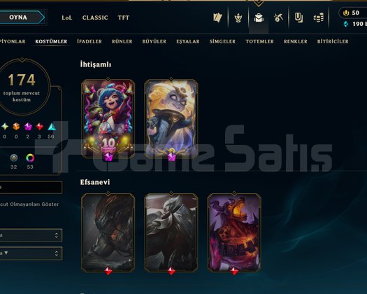 174 SKIN GRANDMASTER SİMGELİ HESAP 53 190K MAVİ ÖZ