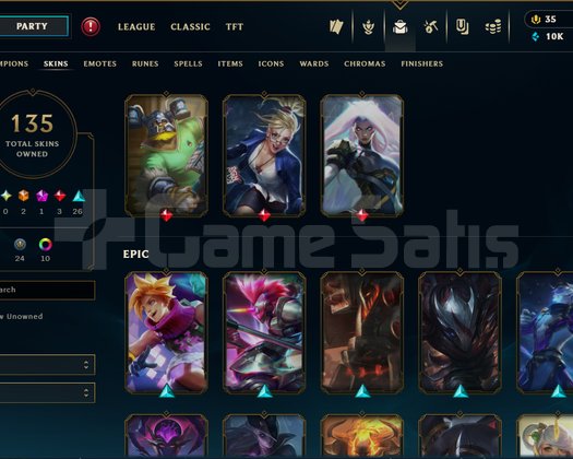 LOL TR PLATIN 135 KOSTUM 230 LEVEL HESAP