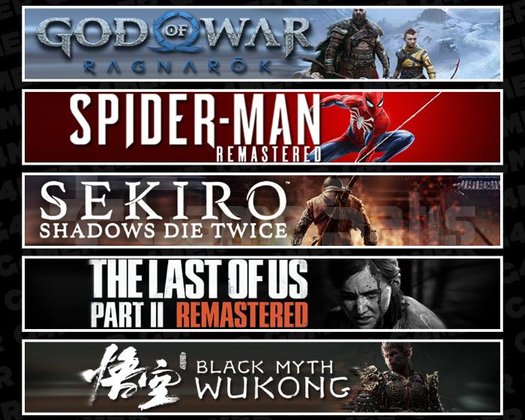 Ragnarök +Spider 1 +Sekiro +TLOU2 +Wukong
