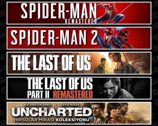 Spider 1 +2 +TLOU1 +2 +Uncharted
