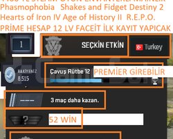 PRİME HESAP 12 LV FACEİT Hearts of Iron IV Age of
