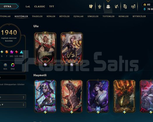 1900+ KOSTÜMLÜ AKTİF LOL HESABI