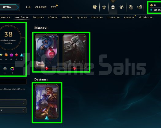 TR + 38 KOSTÜM + 18 HERO + 8K ÖZ + TEL / MAİL!