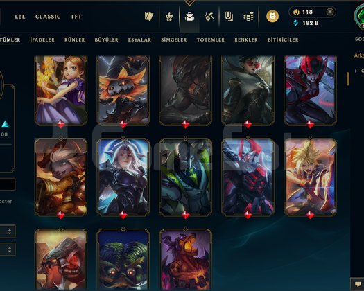 LOL TR ZÜMRÜT 2 182 KOSTÜMLÜ HESAP 182K MAVİ ÖZ