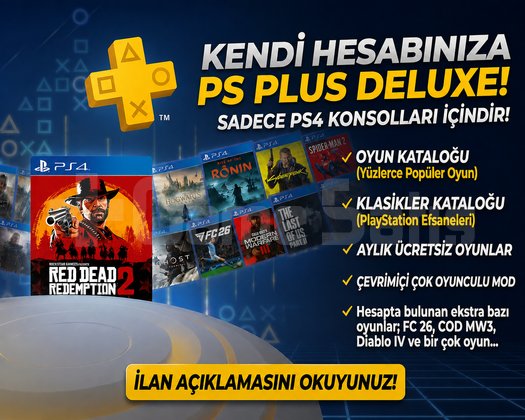 PS PLUS DELUXE 06.27 / PS4 ANA HESAP + FC 26 + COD