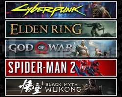 Cyberpunk +Elden +GOW +Spider 2 +Wukong