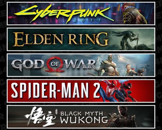 Cyberpunk +Elden +GOW +Spider 2 +Wukong