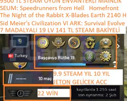 7 MADALYALI 19 LV 141 TL STEAM BAKİYELİ Sid Meier