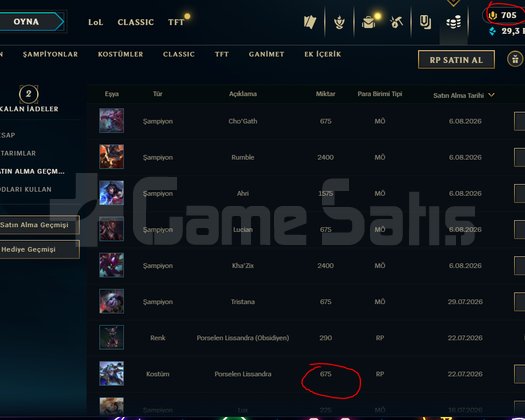 1380 RPli 30 Lvl Hesap ilk 3 maçı atıldı sadece