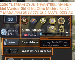 7 MADALYALI 25 LV 2250 TL STEAM OYUN ENVANTERLİ MA