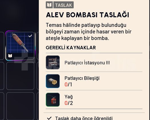 ALEV BOMBASI TASLAĞI