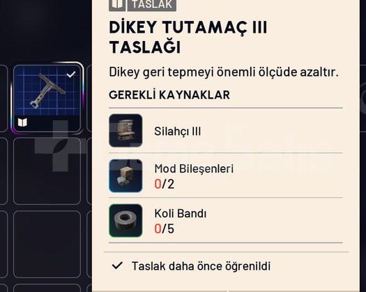 DİKEY TUTAMAÇ III TASLAĞI