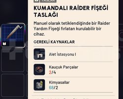 KUMANDALI RAİDER FİŞEĞİ TASLAĞI