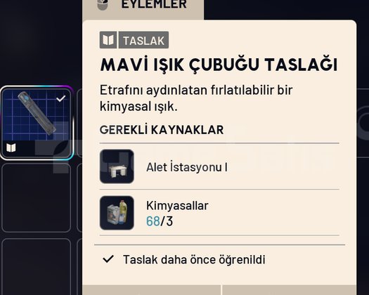 MAVİ IŞIK ÇUBUĞU TASLAĞI