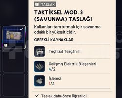 TAKTİKSEL MOD. 3 SAVUNMA TASLAĞI