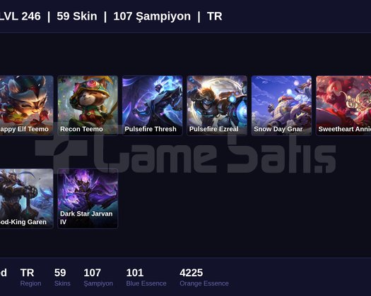 TR / 246 LVL + 59 SKİN + UNRANKED !!