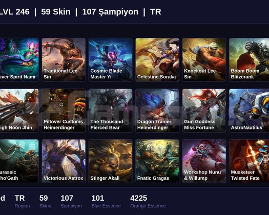 TR / 246 LVL + 59 SKİN + UNRANKED !!