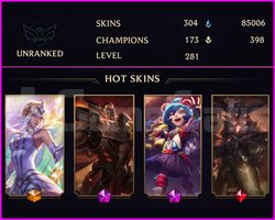 UNRANKED - 281 LVL - 304 SKIN - MAİL TESLİM! TEMİZ
