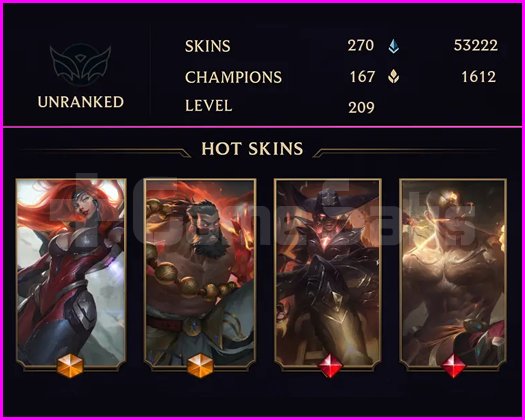 UNRANKED - 209 LVL - 270 SKIN - MAİL TESLİM -TEMİZ