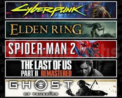 Cyberpunk +Elden +Spider 2 +TLOU2 +Tsushima