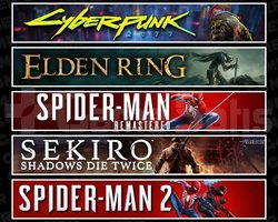 Cyberpunk +Elden +Spider 1 +Sekiro +Spider 2
