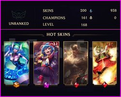 UNRANKED - 168 LVL - 200 SKIN - KRAL RAMMUS- TEMİZ