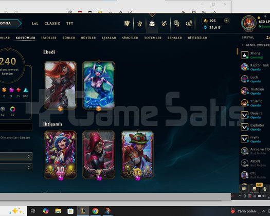 9 yıllık lol hesabım oyunu bıraktığım için satılık
