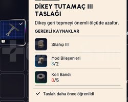 DİKEY TUTAMAÇ III TASLAĞI