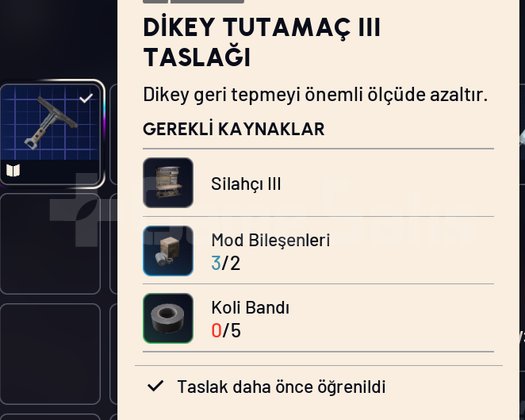 DİKEY TUTAMAÇ III TASLAĞI
