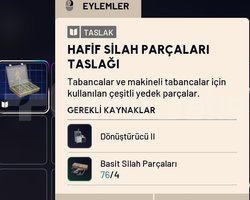 HAFİF SİLAH PARÇALARI TASLAĞI