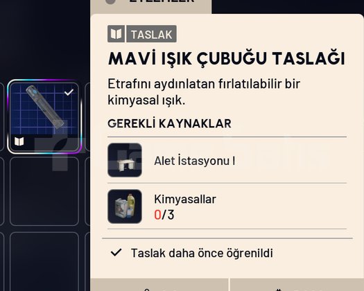 MAVİ IŞIK ÇUBUĞU TASLAĞI