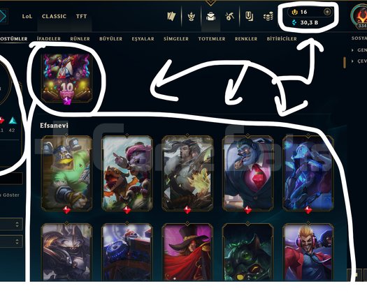 TR / 334 LEVEL / 208 SKİN / 166 HERO +MAİL